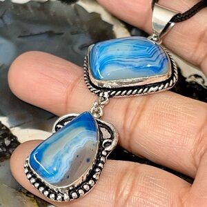 Blue Lace Agate Pendant 2 1/2”